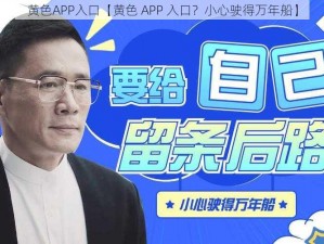 黄色APP入口【黄色 APP 入口？小心驶得万年船】