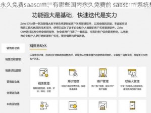 国内永久免费saascrm、有哪些国内永久免费的 saascrm 系统推荐？