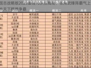 三国志战略版2023最强T0队伍揭秘：张角武锋阵霸气上阵，独步天下群雄争霸