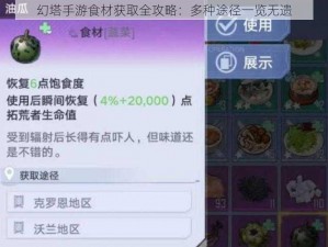 幻塔手游食材获取全攻略：多种途径一览无遗