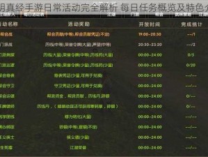 九阴真经手游日常活动完全解析 每日任务概览及特色介绍