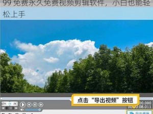 99 免费永久免费视频剪辑软件，小白也能轻松上手