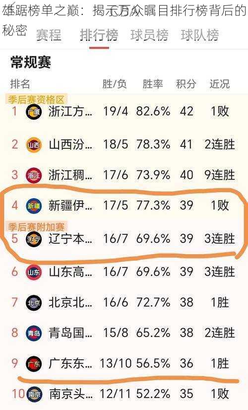 雄踞榜单之巅：揭示万众瞩目排行榜背后的秘密