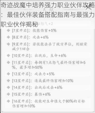 奇迹战魔中培养强力职业伙伴攻略：最佳伙伴装备搭配指南与最强力职业伙伴揭秘