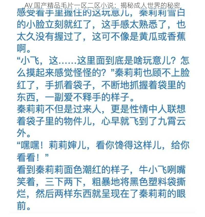 AV 国产精品毛片一区二区小说：揭秘成人世界的秘密