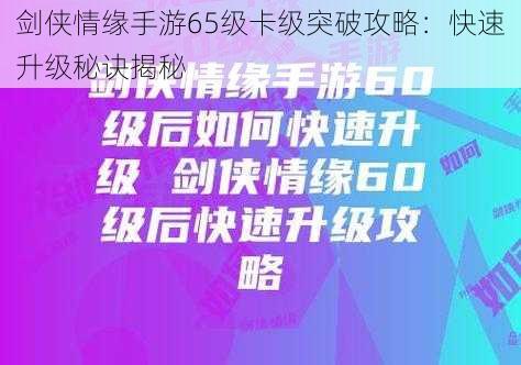 剑侠情缘手游65级卡级突破攻略：快速升级秘诀揭秘