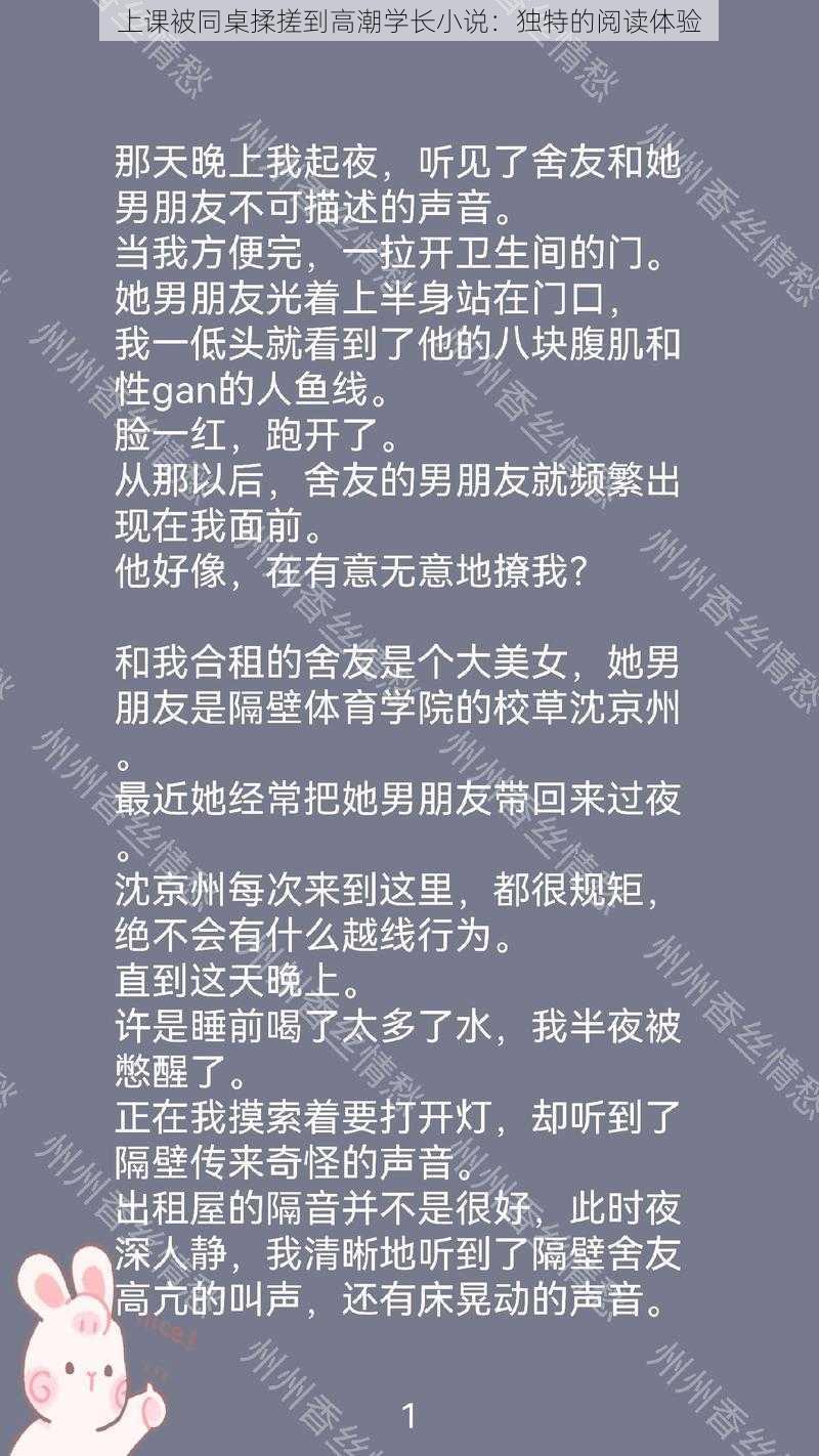 上课被同桌揉搓到高潮学长小说：独特的阅读体验