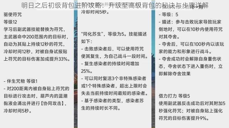 明日之后初级背包进阶攻略：升级至高级背包的秘诀与步骤详解