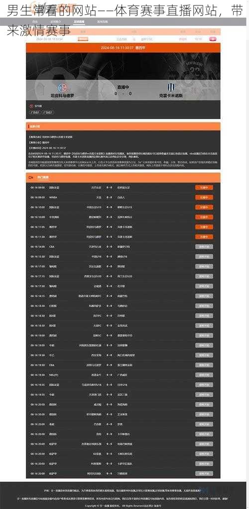 男生常看的网站——体育赛事直播网站，带来激情赛事