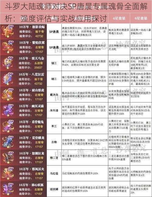 斗罗大陆魂师对决SP唐晨专属魂骨全面解析：强度评估与实战应用探讨