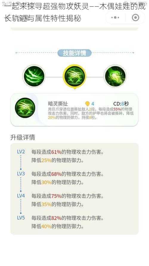 一起来探寻超强物攻妖灵——木偶娃娃的成长轨迹与属性特性揭秘