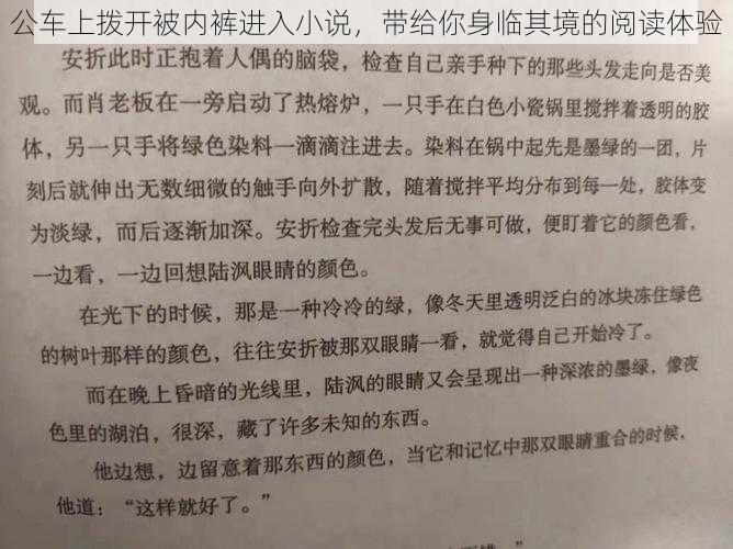 公车上拨开被内裤进入小说，带给你身临其境的阅读体验