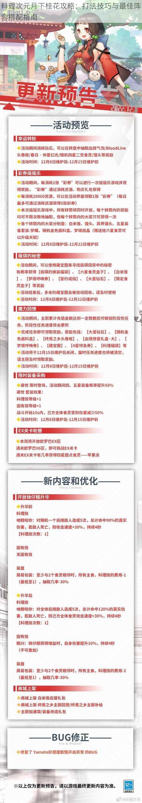 料理次元月下桂花攻略：打法技巧与最佳阵容搭配指南