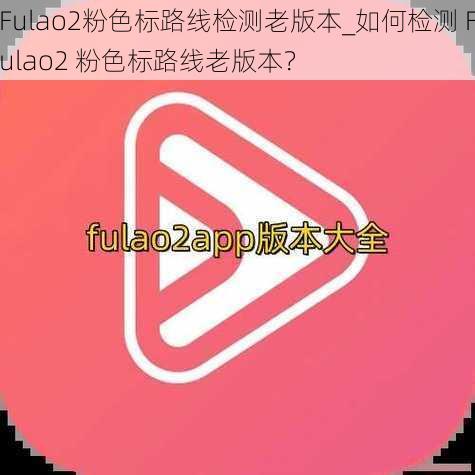 Fulao2粉色标路线检测老版本_如何检测 Fulao2 粉色标路线老版本？