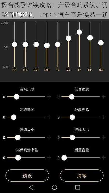 极音战歌改装攻略：升级音响系统、调整音响效果，让你的汽车音乐焕然一新