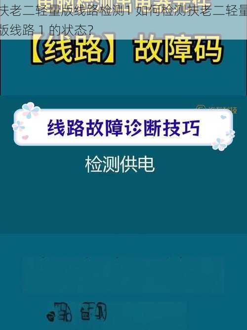 扶老二轻量版线路检测1 如何检测扶老二轻量版线路 1 的状态？