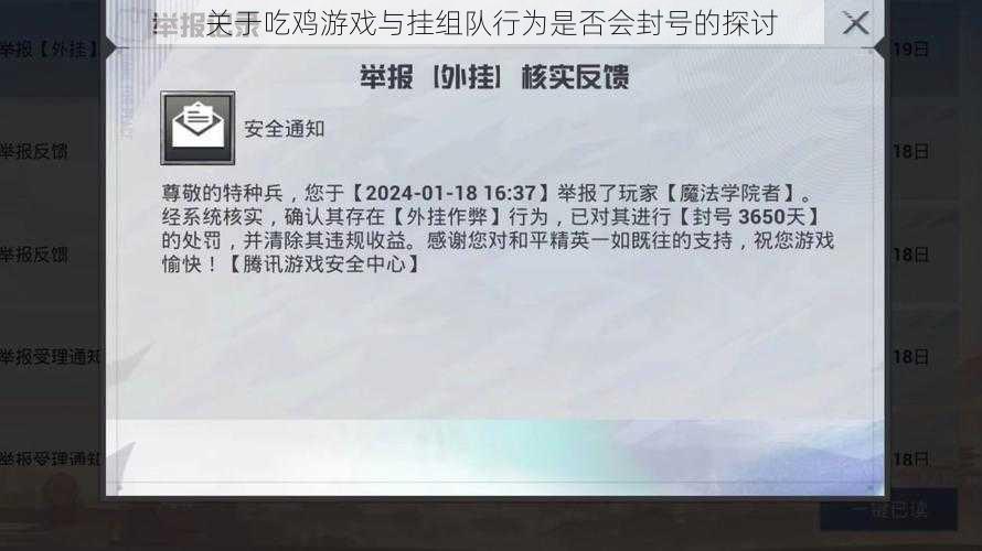 关于吃鸡游戏与挂组队行为是否会封号的探讨