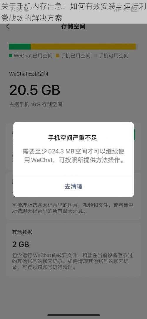关于手机内存告急：如何有效安装与运行刺激战场的解决方案
