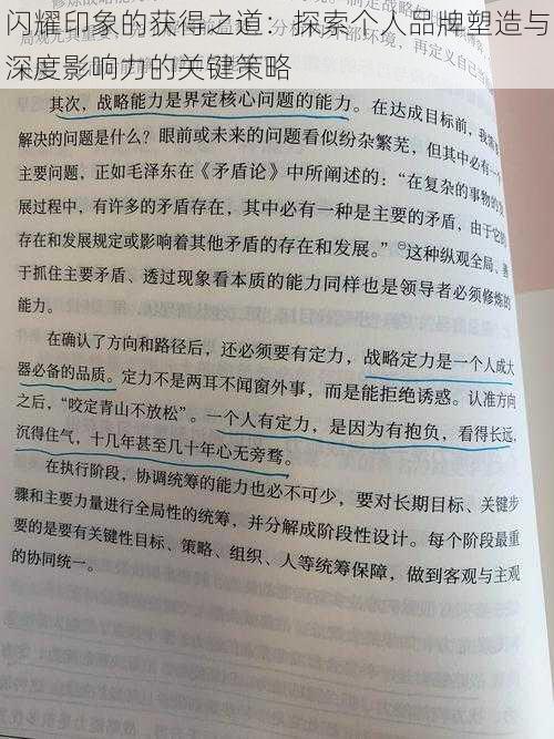 闪耀印象的获得之道：探索个人品牌塑造与深度影响力的关键策略