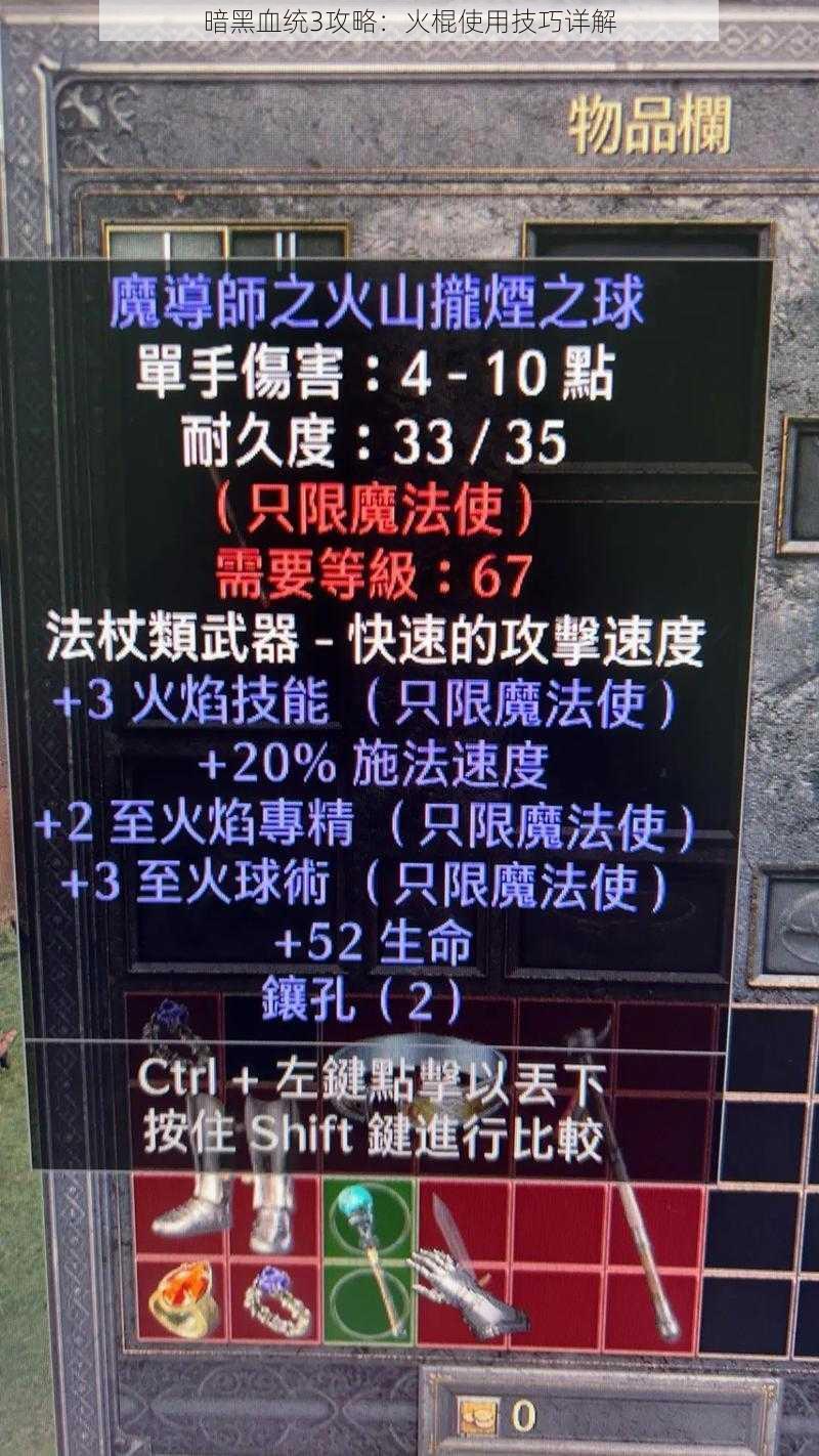 暗黑血统3攻略：火棍使用技巧详解