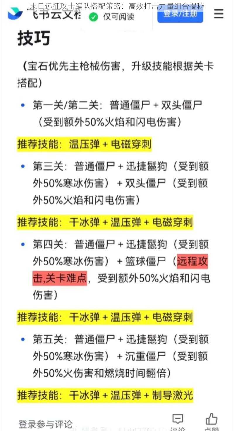 末日远征攻击编队搭配策略：高效打击力量组合揭秘