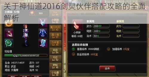 关于神仙道2016剑灵伙伴搭配攻略的全面解析