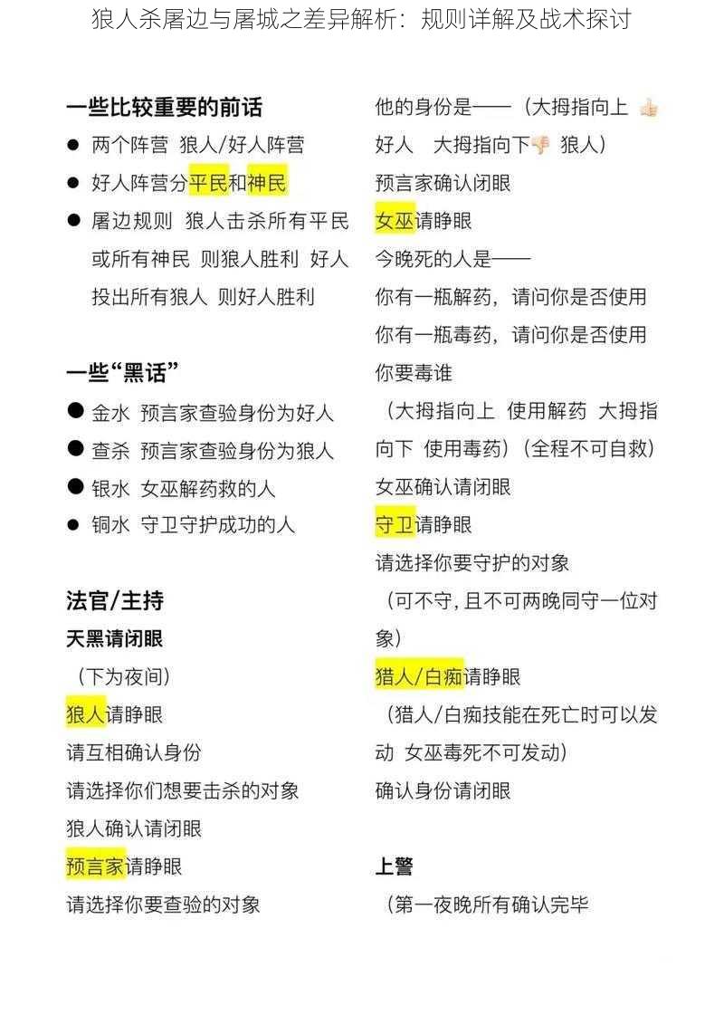 狼人杀屠边与屠城之差异解析：规则详解及战术探讨