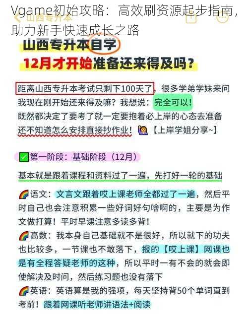 Vgame初始攻略：高效刷资源起步指南，助力新手快速成长之路