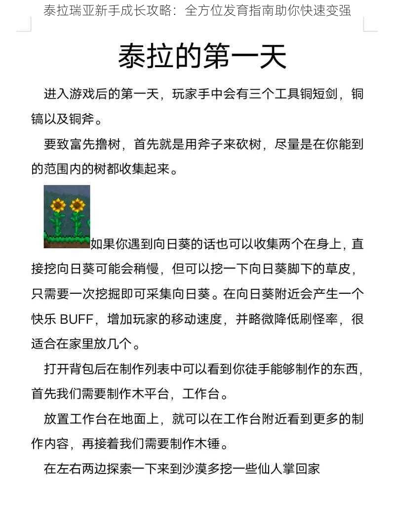 泰拉瑞亚新手成长攻略：全方位发育指南助你快速变强